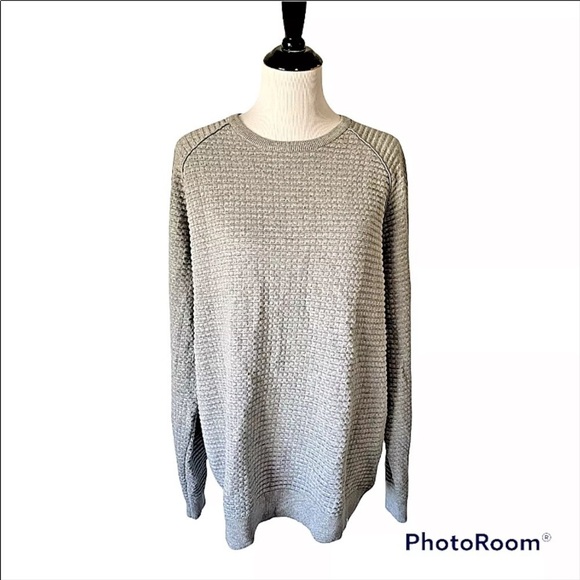 Mens Calvin Klein CK ONE Sz XL Pullover Sweater Waffle Knit Crew Neck Gray Soft - Picture 1 of 5